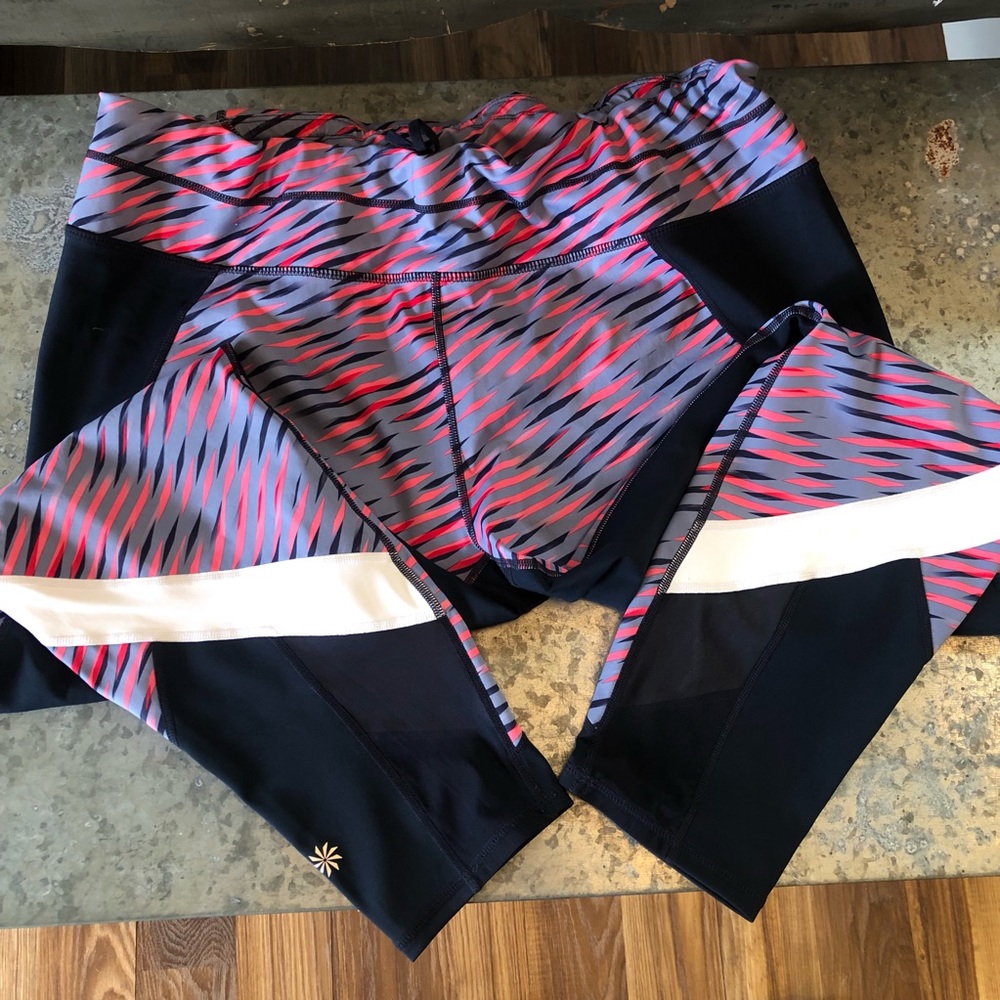 Athleta navy/pink/white yoga pants size 1x